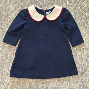EUC CPC Navy fully lined wool Dress w/ Peter Pan Collar trimmed in red 12/18